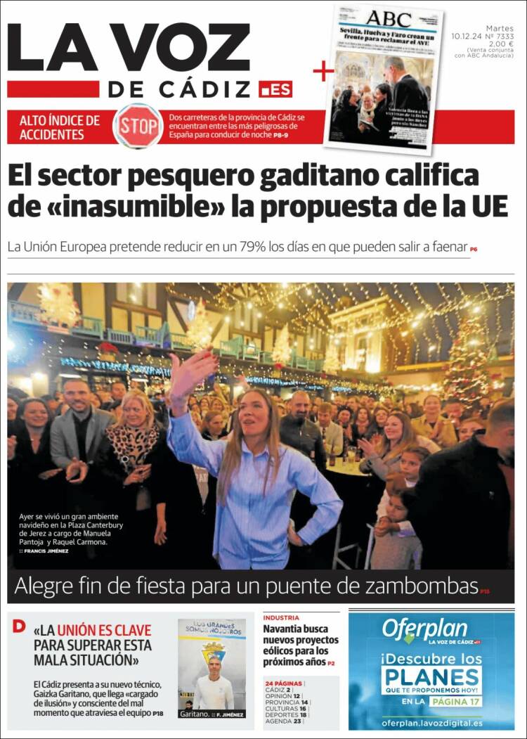 Portada de La Voz de Cádiz (España)