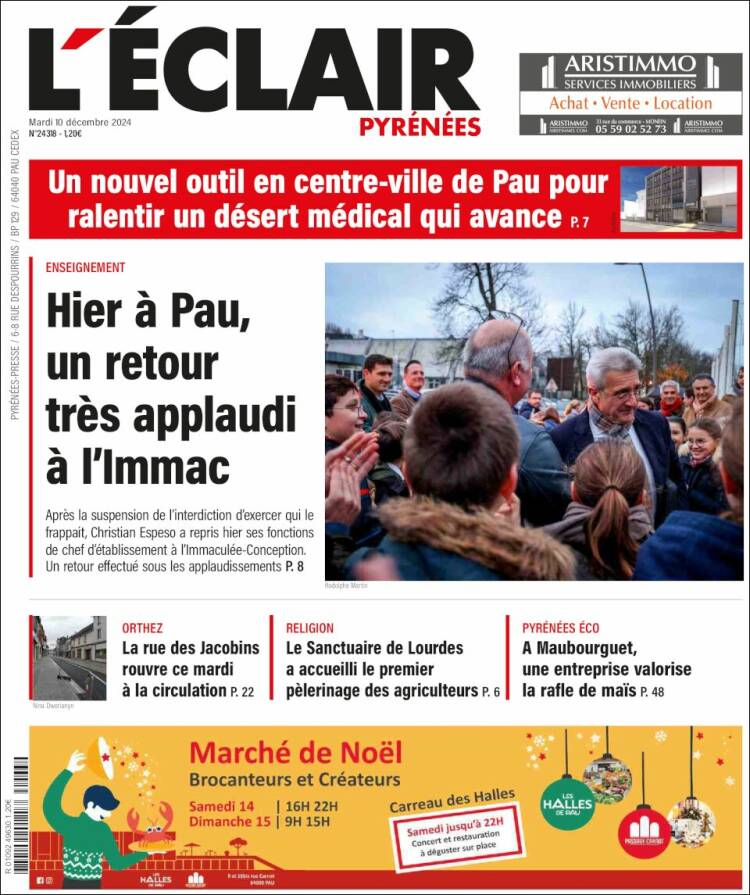 Portada de L'Eclair des Pyrénées (France)
