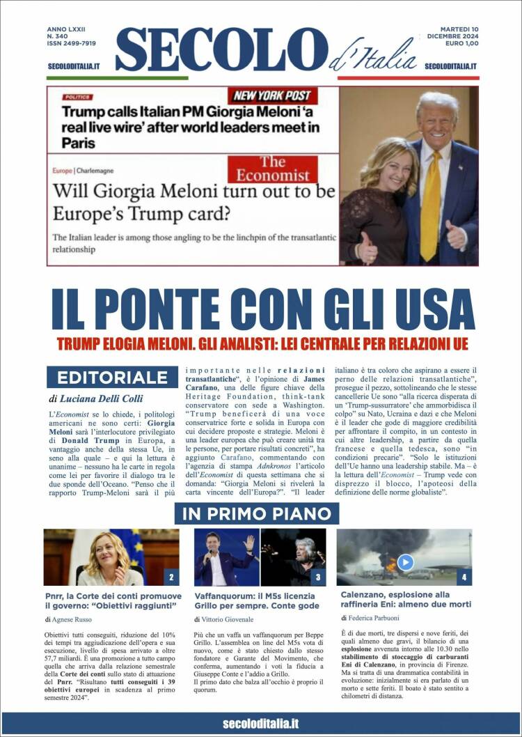 Portada de Secolo d'Italia (Italia)