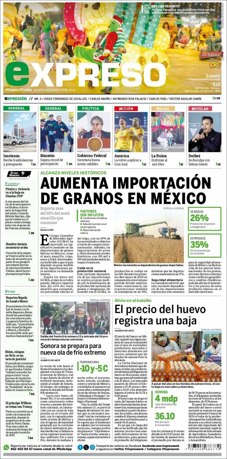 Portada de Expreso (M&eacute;xico)