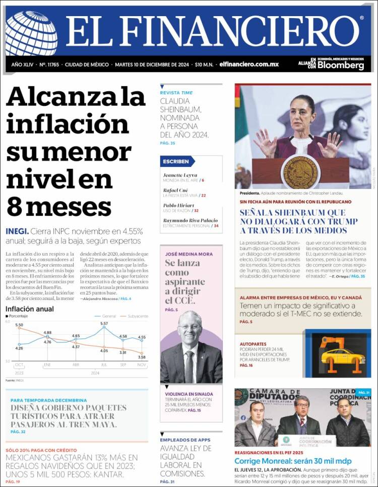 Portada de El Financiero (M&eacute;xico)