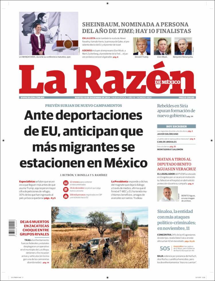 Portada de La Razón (M&eacute;xico)