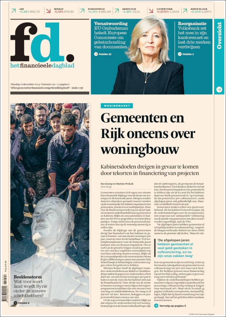 Portada de Het Financieele Dagblad (Pa&iacute;ses Bajos)