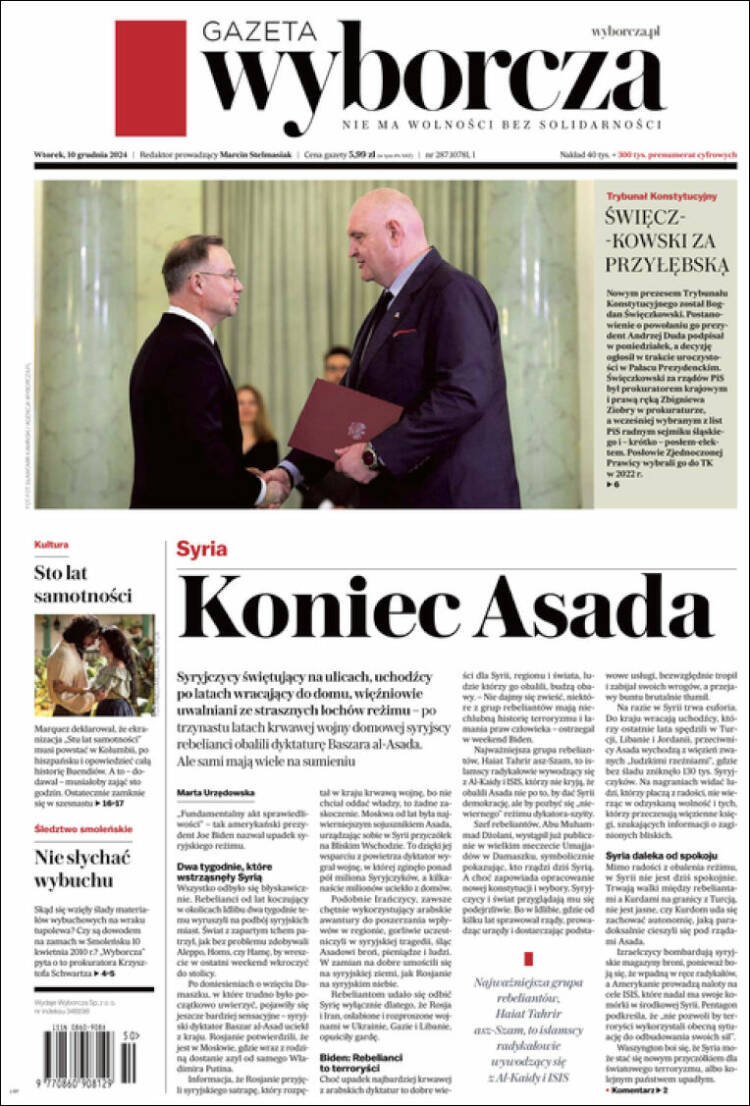 Portada de Gazeta Wyborcza (Polonia)