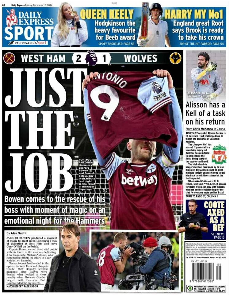 Portada de Express Sport (Reino Unido)