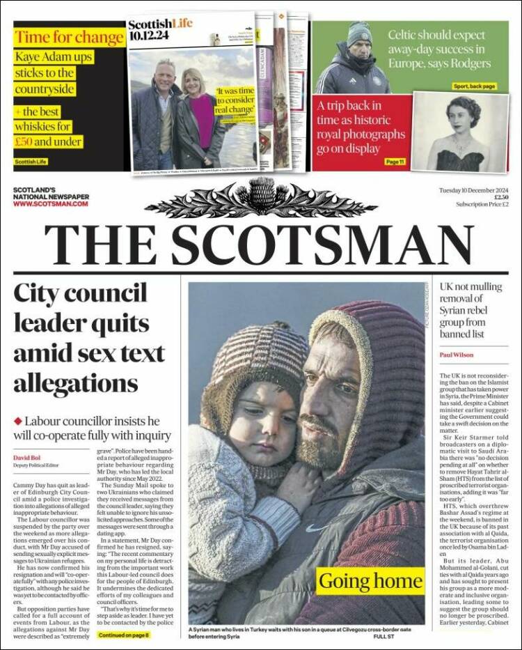 Portada de The Scotsman (Reino Unido)