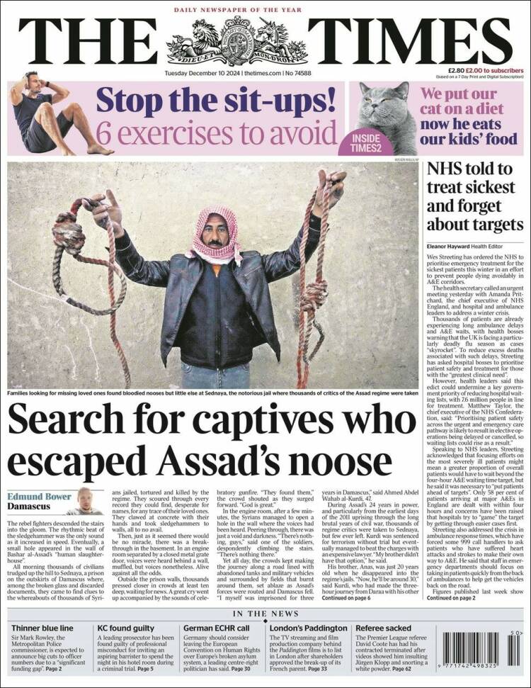 Portada de The Times (Reino Unido)