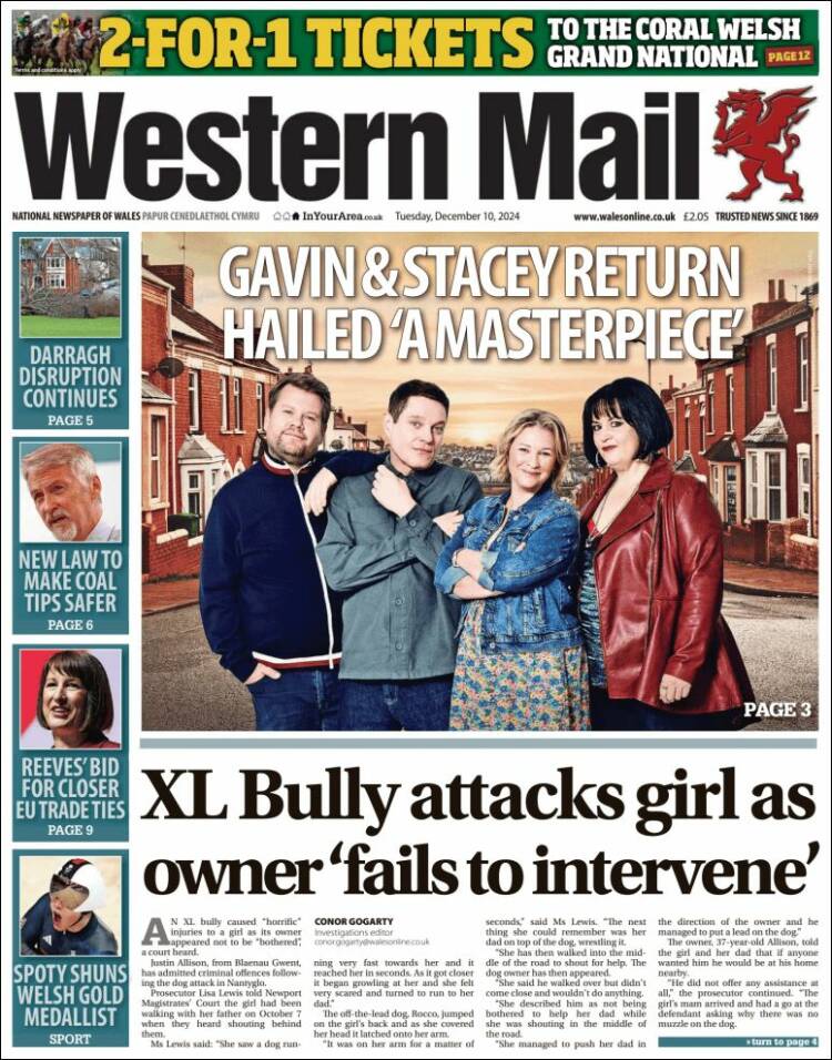 Portada de Western Mail (Reino Unido)