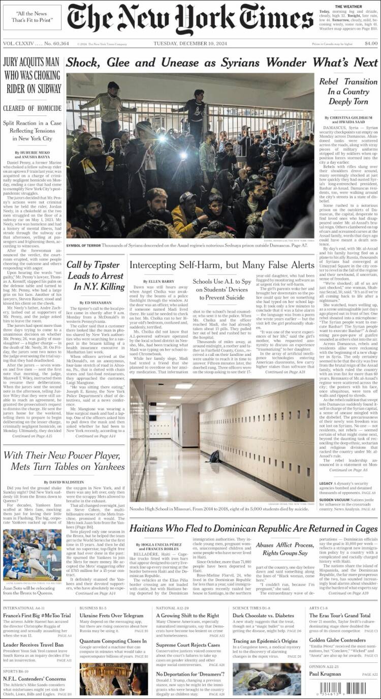 Portada de New York Times (USA)