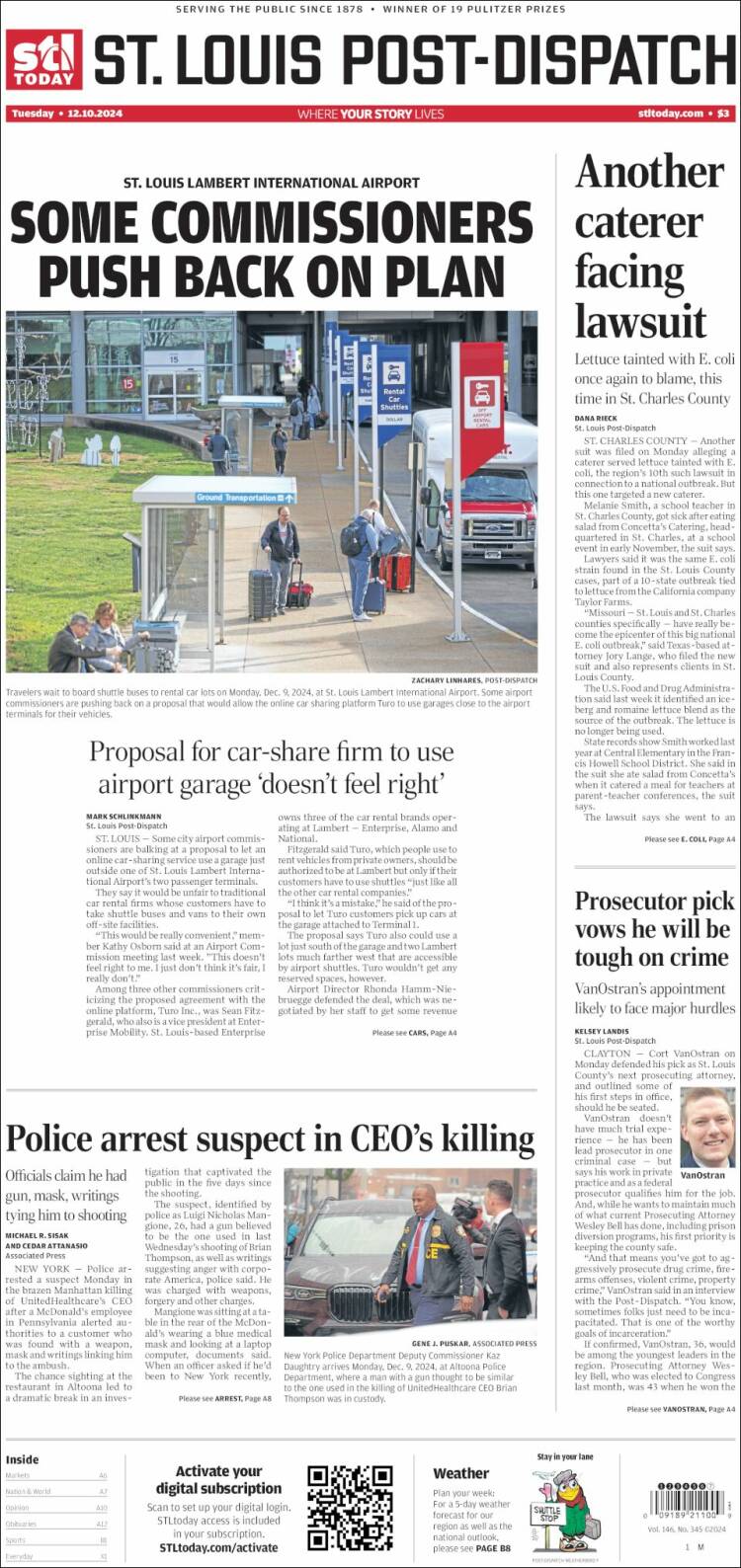 Portada de St. Louis Post-Dispatch (USA)