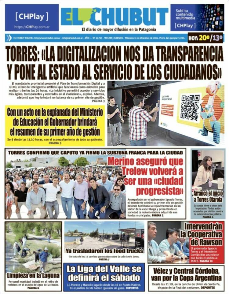 Portada de El Chubut (Argentina)