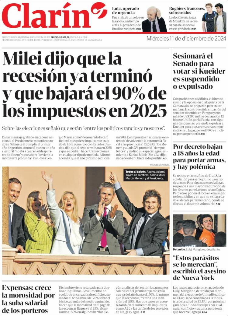 Portada de Clarín (Argentina)