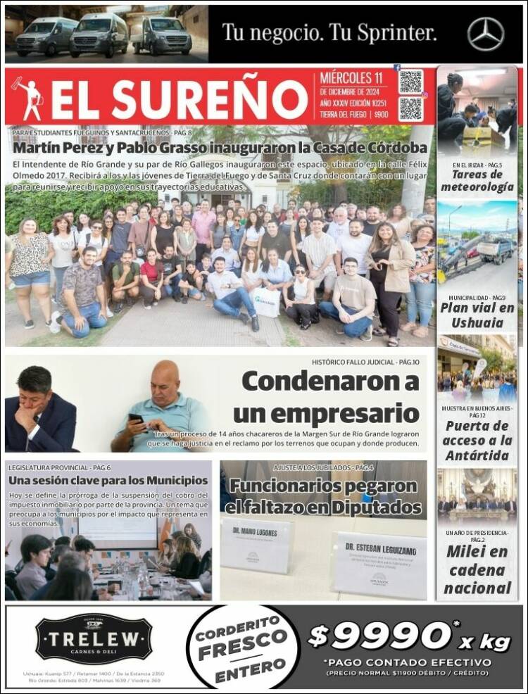 Portada de Diario El Sureño (Argentina)