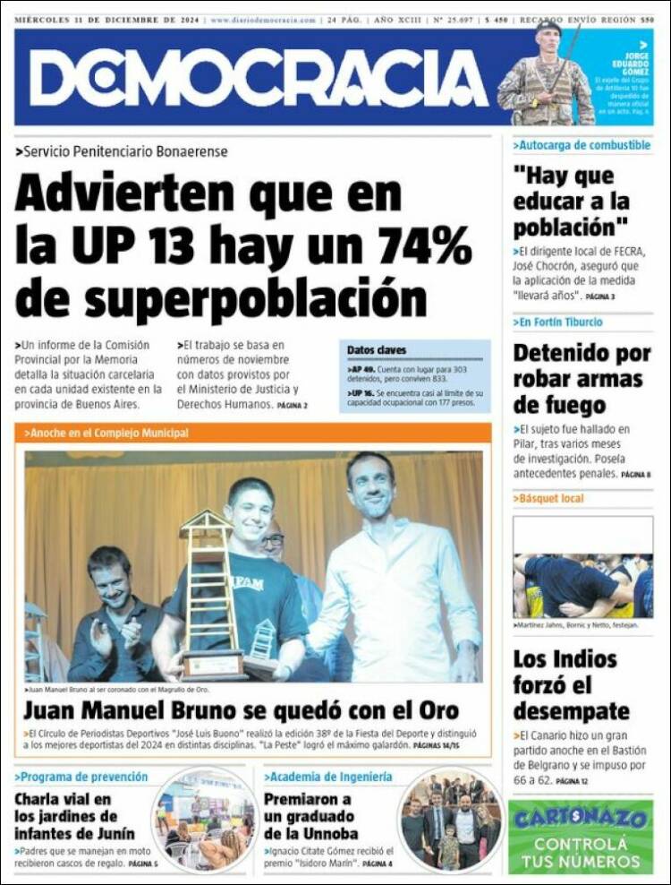 Portada de Diario Democracia (Argentina)