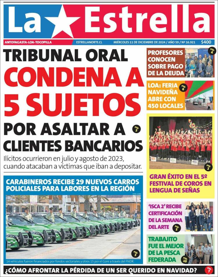Portada de La Estrella de Tocopilla (Chile)