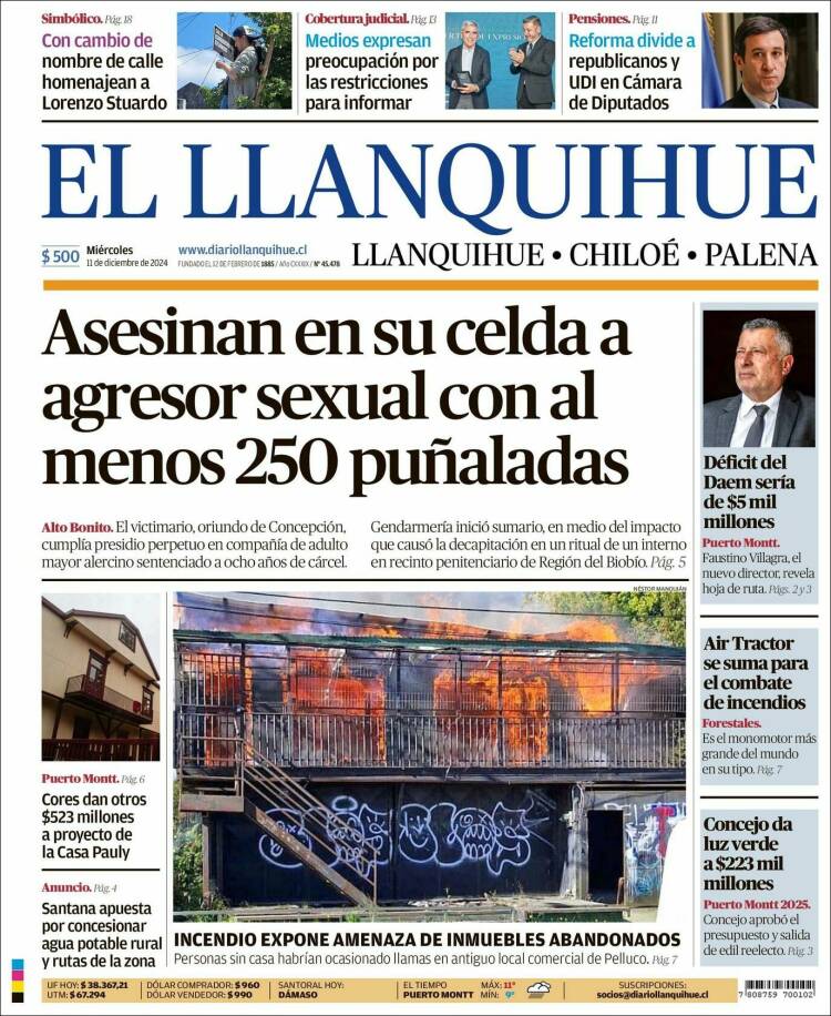 Portada de El Llanquihue (Chile)