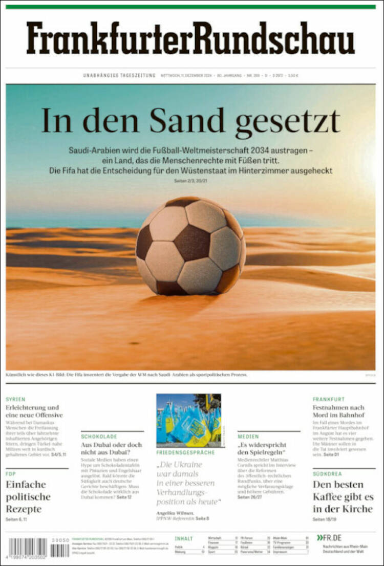 Portada de Frankfurter Rundschau (Alemania)