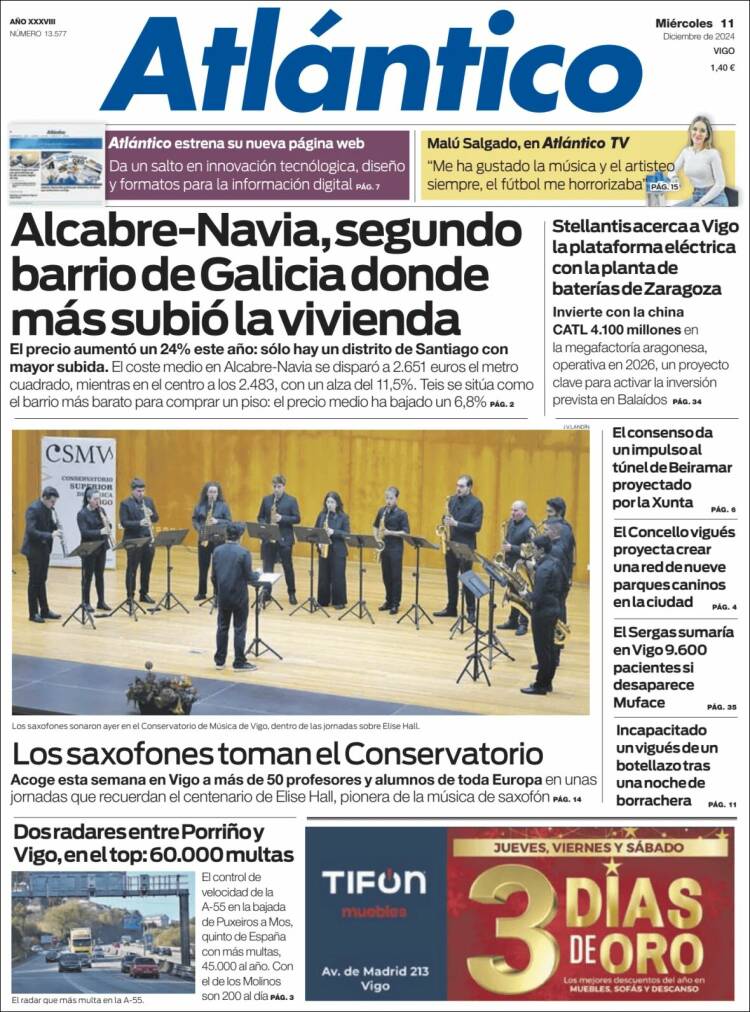Portada de Atlántico Diario (Spain)