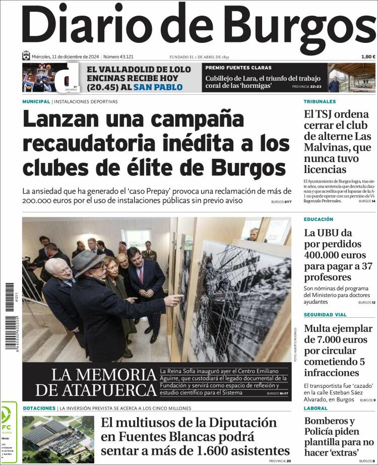 Portada de Diario de Burgos (Spain)