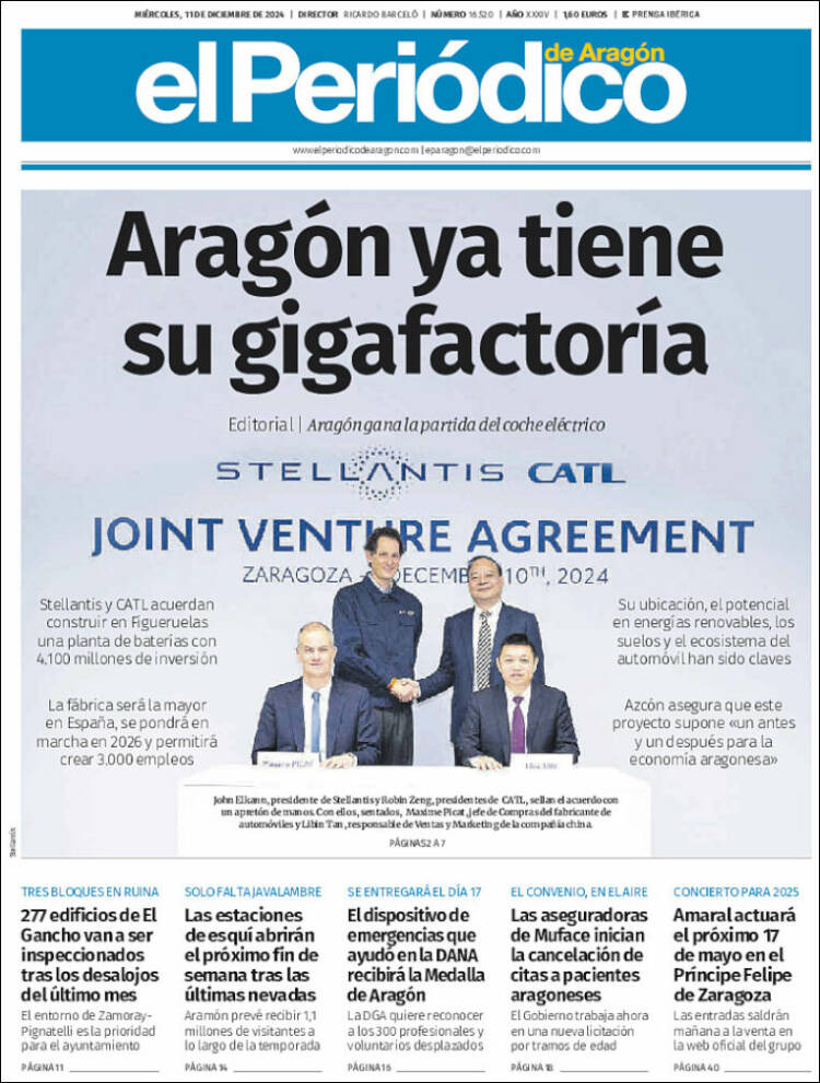 Portada de El Periódico de Aragón (Spain)
