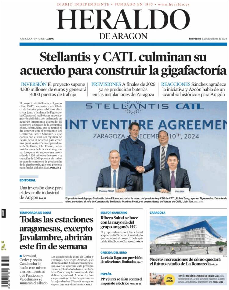 Portada de Heraldo de Aragón (Spain)