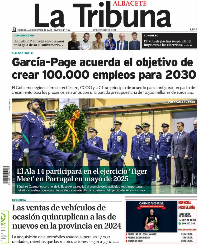 Portada de La Tribuna de Albacete (Spain)