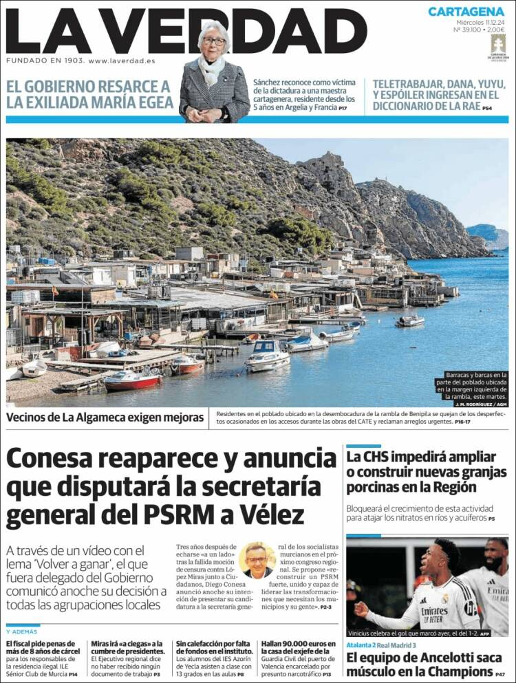 Portada de La Verdad de Cartagena (España)