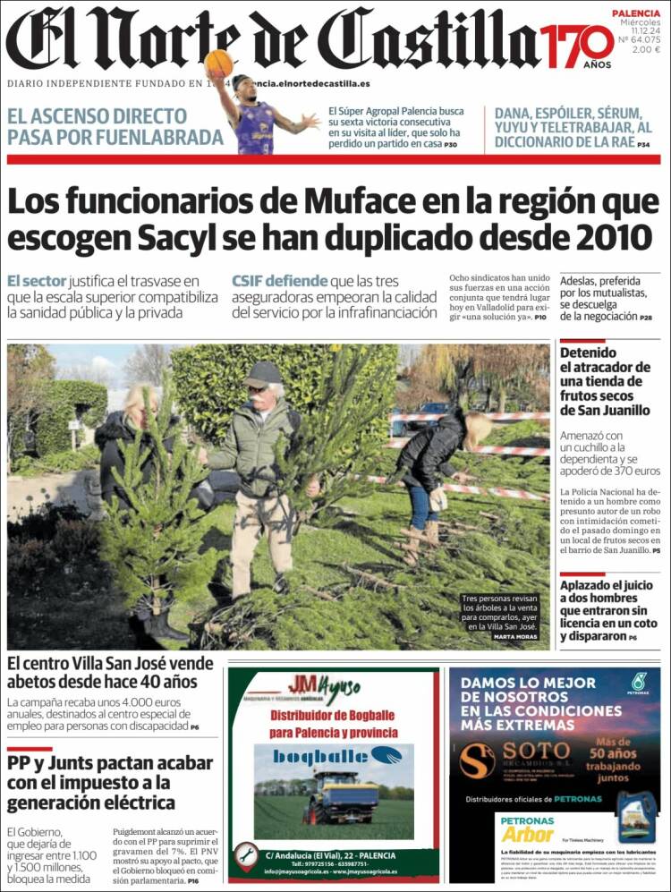 Portada de Norte de Castilla - Palencia (Spain)