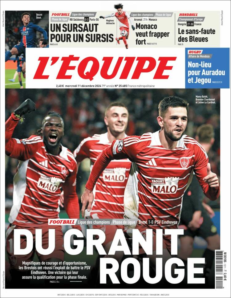 Portada de L'Equipe (France)