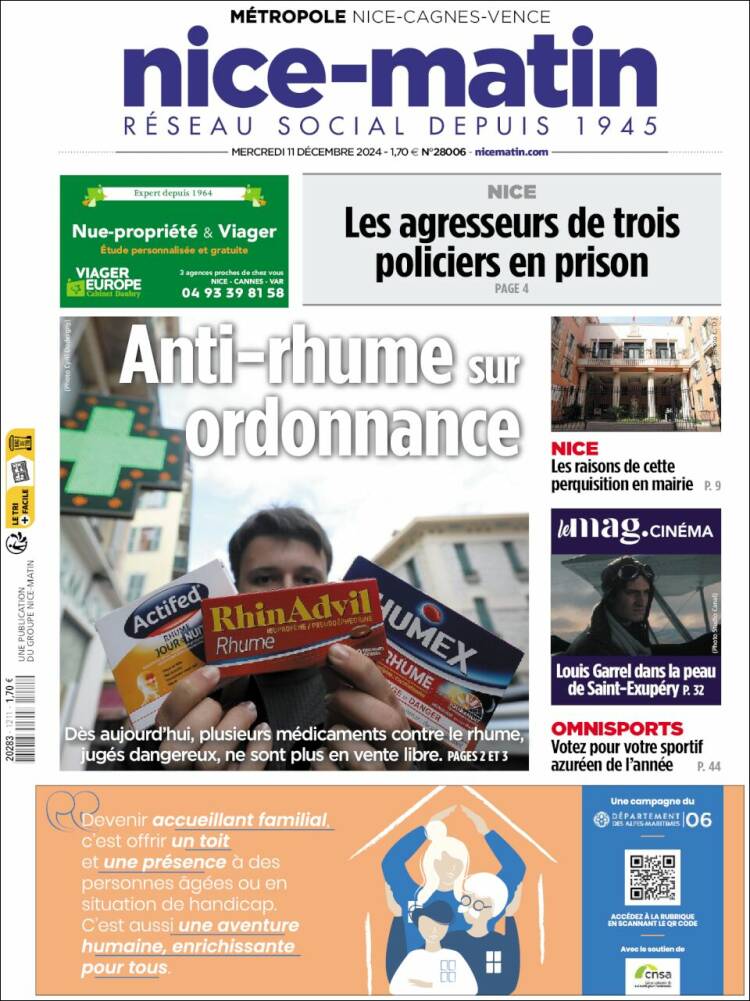 Portada de Nice-Matin (France)