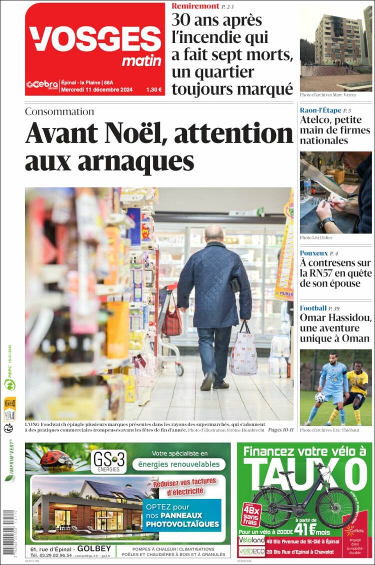 Portada de Vosges Matin (France)