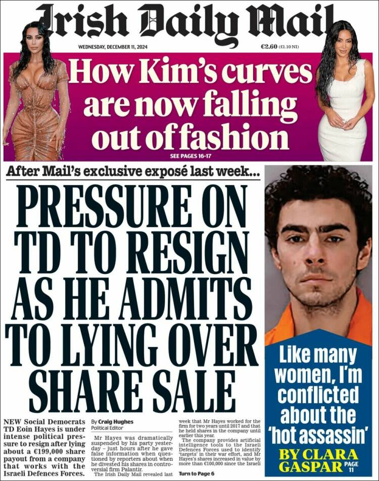 Portada de Irish Daily Mail (Ireland)