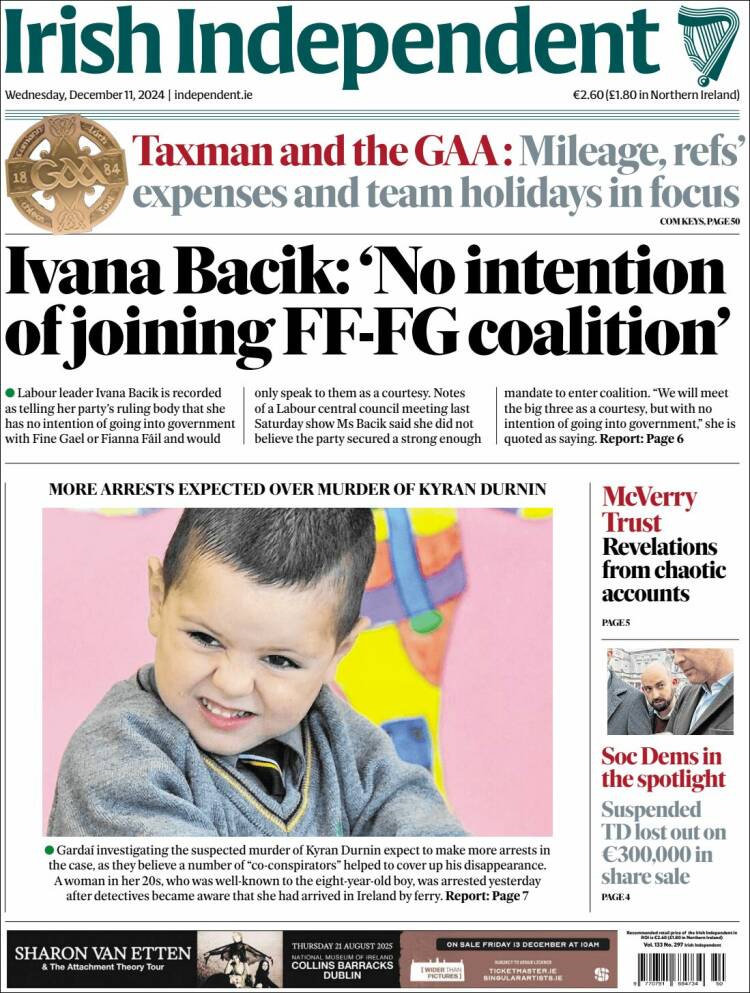 Portada de Irish Independent (Ireland)