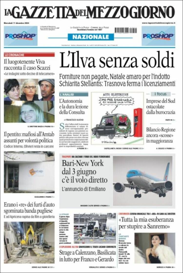 Portada de La Gazzetta del Mezzogiorno (Italy)