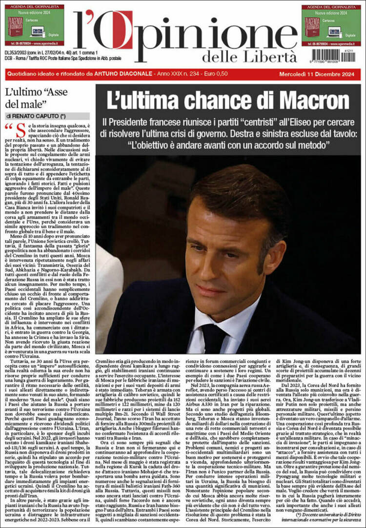 Portada de L'Opinione  delle Libertà (Italy)