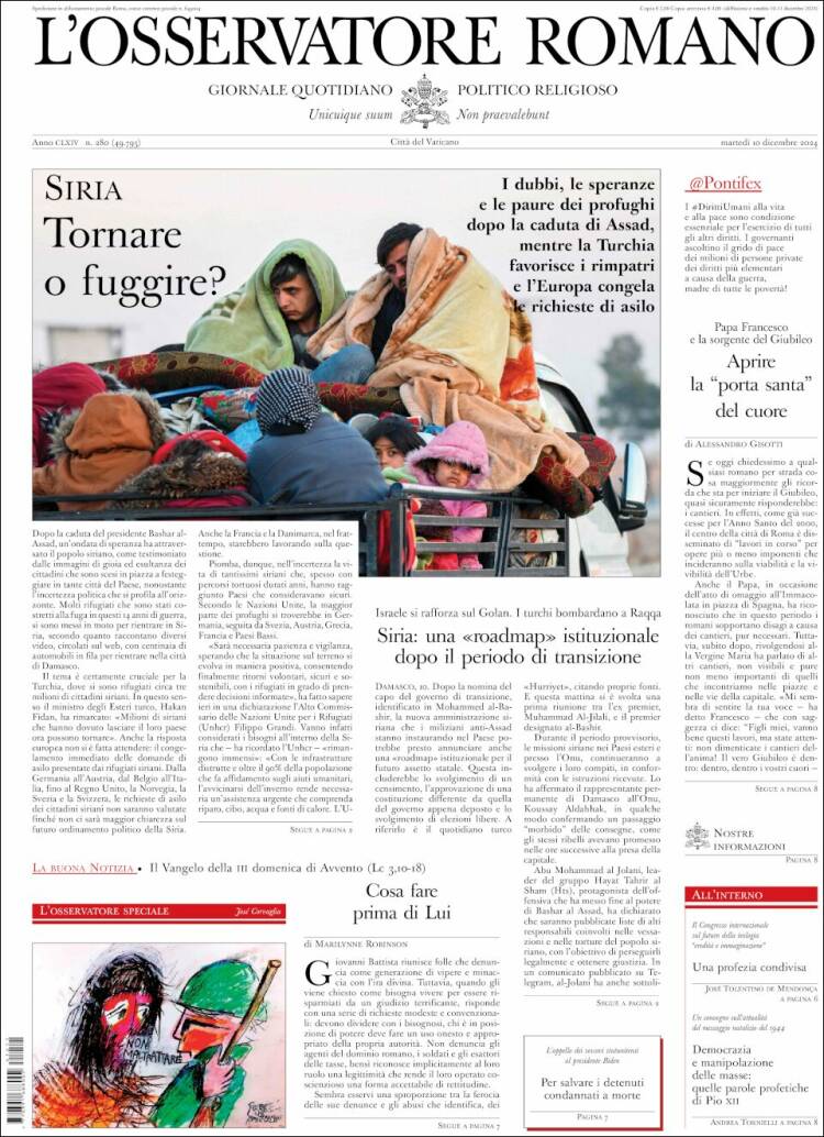 Portada de L'Osservatore Romano (Italy)