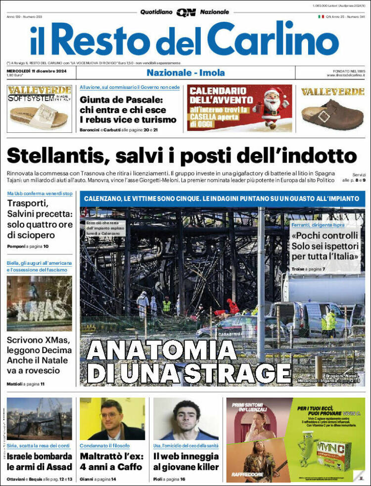 Portada de Il Resto del Carlino (Italy)