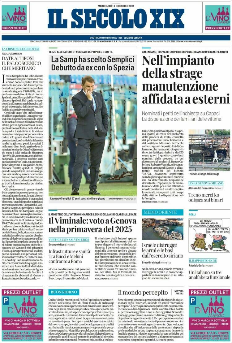 Portada de Il Secolo XIX (Italy)