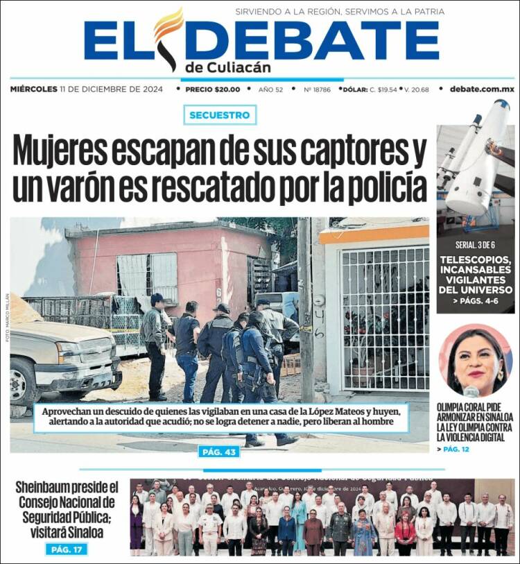 Portada de El Debate de Culiacán (México)