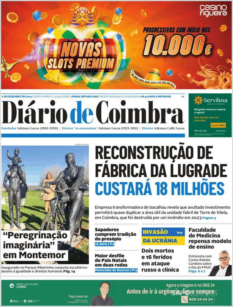 Portada de Diário de Coimbra (Portugal)