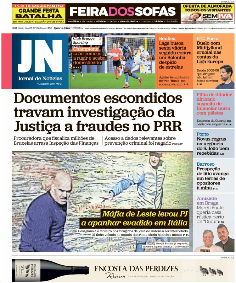 Portada de Jornal de Notícias (Portugal)
