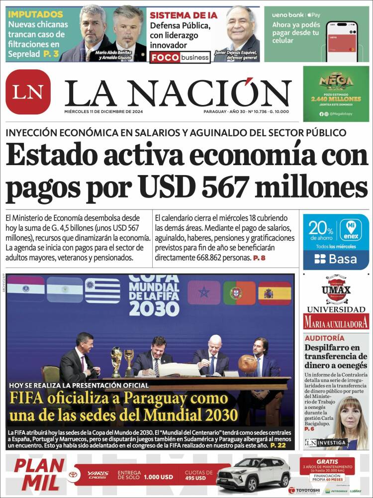 Portada de La Nación (Paraguay)
