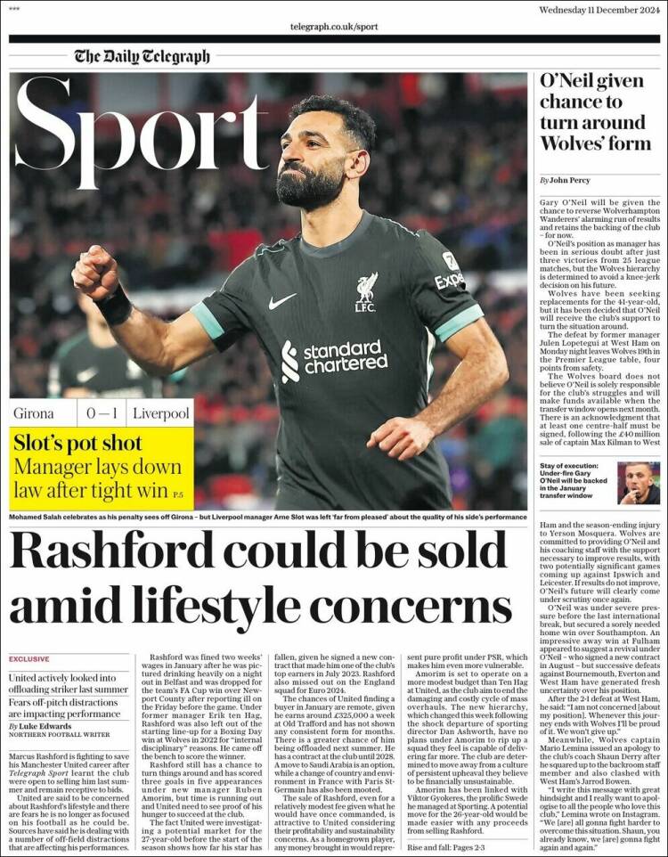 Portada de Telegraph Sport (United Kingdom)