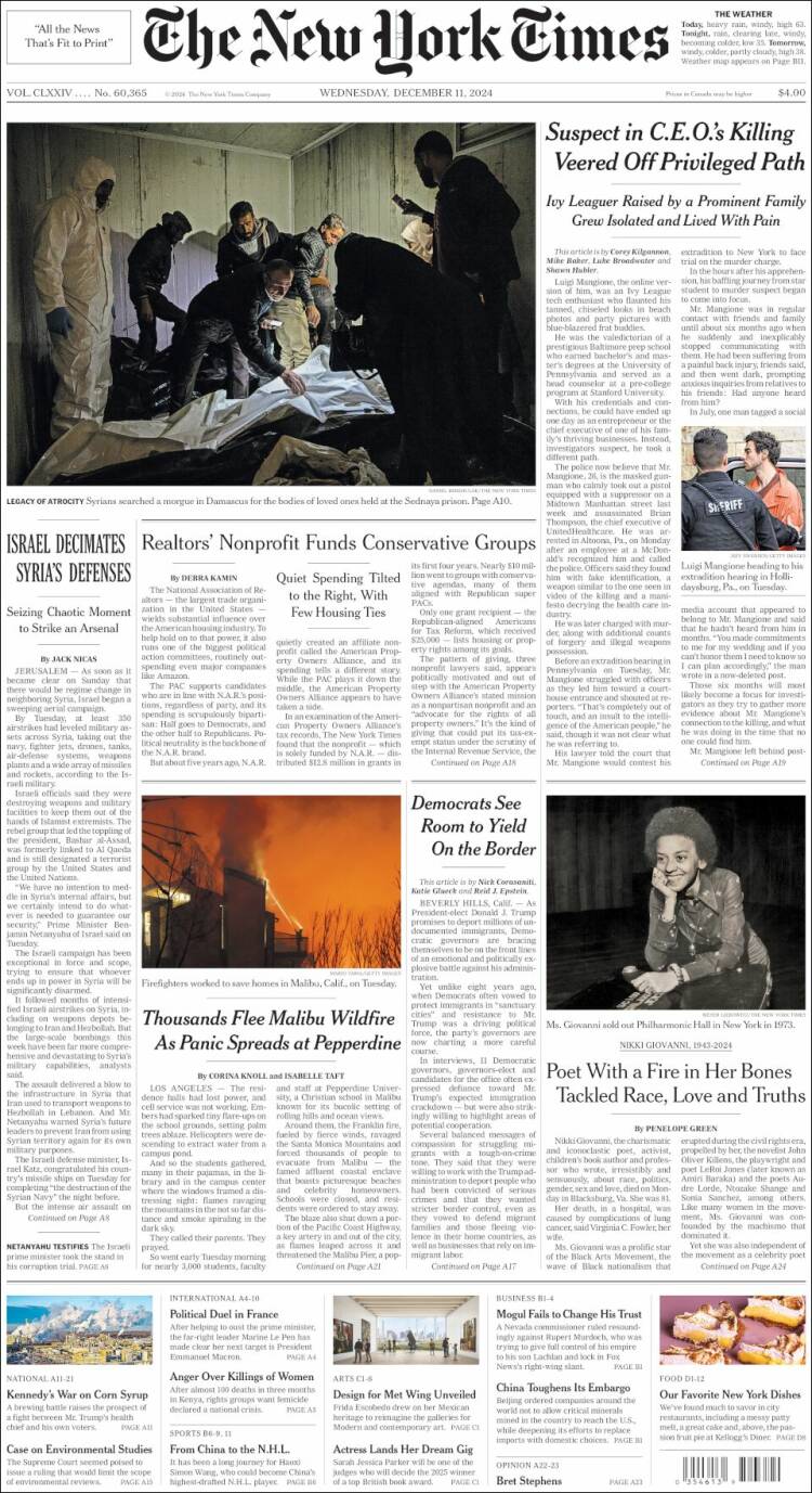 Portada de New York Times (USA)