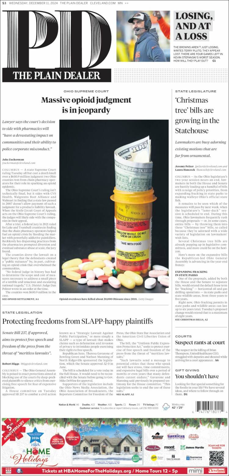 Portada de The Plain Dealer (USA)