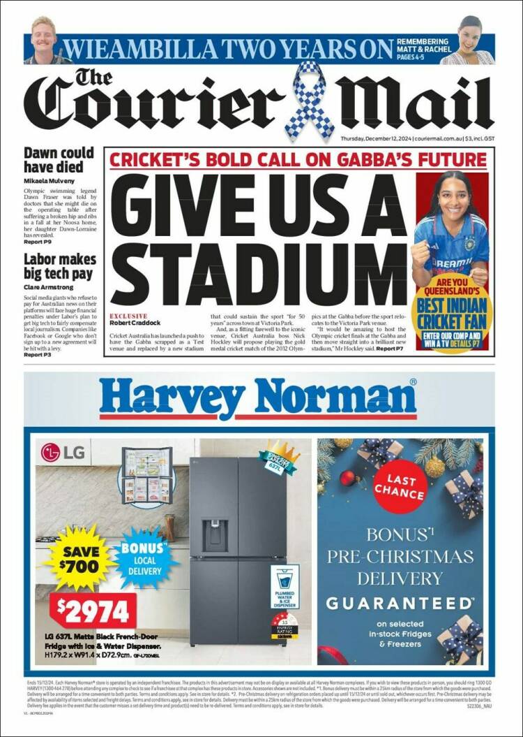 Portada de The Courier-Mail (Australia)