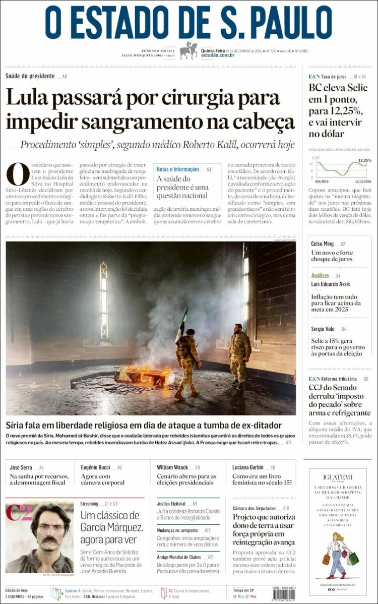 Portada de O Estado de São Paulo (Brasil)
