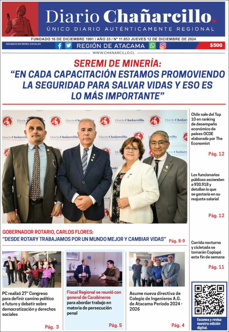 Portada de Diario Chañarcillo (Chile)