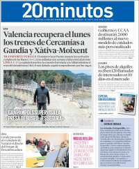 Portada de 20 Minutos - Valencia (España)