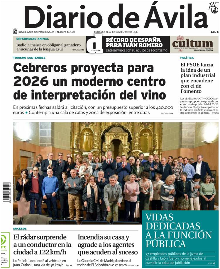 Portada de Diario de Ávila (Spain)
